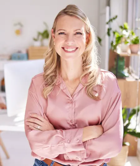 business woman portrait and arms crossed with smiling